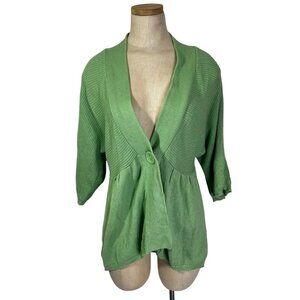 Great Northwest Cardigan women's L green knit snap front peplum
